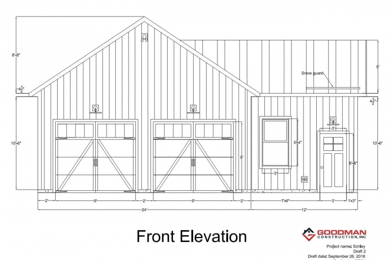 Schley - Garage design - draft 2 (9-26-18) Front elevation (1)-min