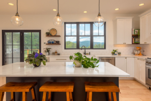 goodman construction kitchen white marble counter and scenic view