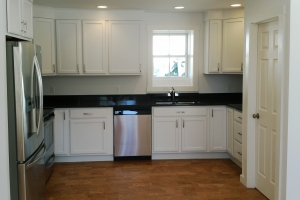 kitchen interior with white cabinets
